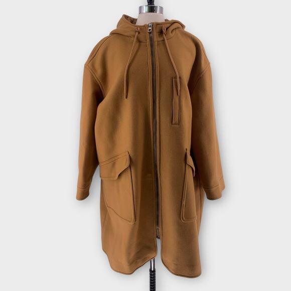 Madewell Lynnford Coat Hooded Wool Blend Winter Classic Trench Camel Plus 3X - Picture 4 of 16